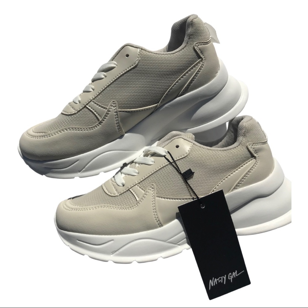 Nasty Gal Beige Chunky Sole Sneakers - Shoe Size 7